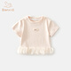 班喜迪女童短袖t恤夏裝2026新款洋氣時(shí)髦兒童上衣夏季小童裝薄款打底衫 粉色 100