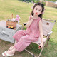G.duck小黃鴨童裝女童夏天套裝夏季新款兒童女孩寶寶時(shí)尚夏裝洋氣衣服 粉色套裝 130 (建議115-125cm 5.2-7周歲)