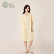 宜色家睡裙全棉雙層紗夏季女士家居服女生夏天100%純棉居家裙子格調家 奶油黃 L （160-165CM / 80-125斤）