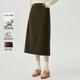 茵曼純棉燈芯絨半身裙女2025春秋季通勤百搭舒適中長(cháng)A字裙 軍綠 M