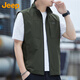 吉普（JEEP）美國(guó)正品Jeep高端立領(lǐng)工裝馬甲男士夏季戶外釣魚潮牌休閑背心外套 軍綠色【專柜正品】 XL 建議 140-155斤