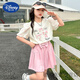 迪士尼女童夏裝套裝2025新款洋氣甜美風(fēng)蝴蝶結(jié)裙褲女大童短袖短褲兩件套 粉紅色套裝 【兩件套】 130
