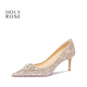 HOLY ROSE【心之悅動(dòng)】法式婚鞋女2025新款新娘鞋高跟鞋女不累腳金色水晶鞋 金色心之悅動(dòng) 6cm 36