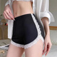 均垚冰絲安全褲打底褲薄款夏季防走光配裙子短褲白色黑色寬松大碼高腰 黑色蕾絲邊高腰純色打底短褲均碼
