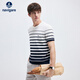 納維凱爾意大利小帆船男涼感通勤條紋圓領(lǐng)短袖T恤1325505508 亮白 S 