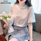 清池影（QINGCHIYING）2025新款白色T恤女泡泡袖夏季短袖韓版寬松遮肉顯瘦減齡休閑上衣 白色-小花01 M