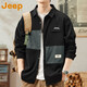 吉普（JEEP）美國(guó)正品高端純棉長(zhǎng)袖工裝襯衫男2025新款潮牌寬松高級(jí)感襯衣外套 黑色 【官方正品】 XL 推薦140-160斤