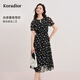 珂萊蒂爾2025年夏季新款黑色碎花短袖雪紡連衣裙女優(yōu)雅氣質(zhì)中長(cháng)裙 黑色 L