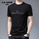 利郎男裝短袖t恤圓領(lǐng)抗菌夏季新款時(shí)尚休閑印花半袖純棉打底衫 利2112短袖黑色 L 170(推薦115-130斤)
