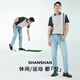 SHANSHAN杉杉男士短袖polo衫2025夏季新款商務(wù)休閑翻領(lǐng)條紋短袖t恤男款 灰色 均碼 52