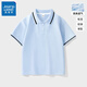 真維斯童裝兒童polo衫2025新款男女童班服運動(dòng)短袖定制翻領(lǐng)T恤套裝 PS水藍 男女童同款 160
