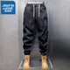 真維斯加絨加厚男士牛仔褲2026年秋冬季御寒保暖帶絨外穿男裝束腳哈倫褲 K009黑色常規 2XL