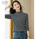 初申 春秋厚長(cháng)袖T恤女條紋半高領(lǐng)百搭保暖打底衫上衣S144S3004