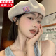 槿城日系可愛(ài)花朵貝雷帽畫(huà)家帽女大頭圍顯臉小百搭薄款八角帽子潮M921