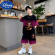 迪士尼（DISNEY）哪吒套裝男童運(yùn)動短袖夏裝2025中大童夏季新款薄款衣服短褲兩件套 lo86英雄哪吒紅色(一整套) 130