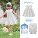 JELLYBABY兒童法式外翻領(lǐng)公主裙2026新品女童韓系純棉連衣裙夏款寶寶中長(cháng)裙 白底碎花 100 CM