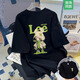 Lee Srtroi白色寬松短袖t恤男士夏季純棉重磅2025新款青少年情侶半袖上衣服 活性黑 3XL 約175-190斤可穿