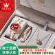 歐利時(shí)陶瓷帶石英表女生手表高顏值防水女士品牌輕奢小眾高級感簡(jiǎn)約氣質(zhì) 陶瓷間鋼紅面女套裝