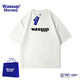 WASSUP HERMU短袖T恤圓領(lǐng) 夏季潮流簡約印花純色純棉休閑寬松男女裝情侶上衣服 白色 XL （建議130-150斤）