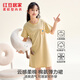 紅豆居家A類(lèi)棉氨女童睡裙夏季條紋兒童睡衣女舒適甜美短袖睡裙 米黃 均碼 150/80