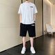 斐樂太平官網(wǎng)方艦店旗純棉運動休閑套裝男夏季薄款短袖短褲男裝2025 【小標套裝】白色+基礎(chǔ)黑 L _體重125-140斤
