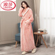 浪莎（LangSha）睡袍到腳踝女秋冬季長(cháng)款浴袍加厚毛毛珊瑚絨孕婦連體睡衣家居服 1806橘粉 M (身高160體重125)