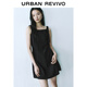 UR2025夏季新款女裝摩登氣質(zhì)通勤短款方領(lǐng)A字連衣裙UYY750075 黑色 S