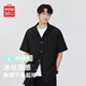 名創(chuàng  )優(yōu)品（MINISO）男士襯衫夏季冰絲涼感簡(jiǎn)約短袖t恤青少年痞帥抗皺襯衣 黑 M