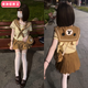 谷艦沐輕輕熊柴呼呼萌系jk制服短水手服套裝可愛(ài)軟妹甜心棕色 輕輕熊棕色上衣+百褶裙+金魚結(jié)+ XL 建議115-125斤