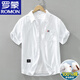 羅蒙純棉短袖襯衫男士夏季新款青年韓版休閑百搭免燙舒適透氣襯衣男潮 白色 2XL 參考145-160斤左右 純棉高品質(zhì)