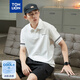 唐獅（TonLion）2025夏男左胸小細(xì)節(jié)袖筒拼條短袖Polo