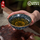 洛湘 景德鎮(zhèn)青花瓷茶杯主人杯手繪普洱杯高端品茗杯柴窯功夫茶道單杯 佛蓮八寶陶泥斗笠杯