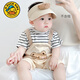 G. DUCKKIDS嬰兒夏季外出服短袖連體衣可愛(ài)寶寶超萌衣服背帶假兩件小月齡哈衣條紋-假兩件90cm