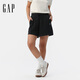 GAP女裝2025夏季新款印花logo抽繩松緊腰針織短褲休閑寬松766095 黑色 S (160/62A) 亞洲尺碼