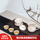 恒福 羊脂玉瓷三才蓋碗泡茶器白瓷功夫茶具大號(hào)家用陶瓷泡茶碗 古玉瓷大蓋碗+茶海+大品杯*3