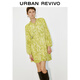 UR春季新款女度假風(fēng)印花抽褶收腰燈籠袖連衣裙UWM750024 黃綠印花 (偏寬松) M