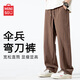 名創(chuàng  )優(yōu)品彎刀褲男寬松顯瘦休閑褲子男夏季透氣薄款網(wǎng)孔潮流男褲Z 咖啡 XL