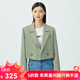 哥弟真的好（GIRDEAR）女裝通勤雙排扣短款造型小西裝西服女A400712 綠 S (2碼)