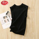 浪莎（LangSha）冰絲吊帶背心女士夏季內搭木耳邊蕾絲無(wú)袖露肩純欲鏤空外穿打底衫 黑色 S 80-90斤