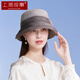 上海故事真絲遮陽帽女桑蠶絲帽子春夏季防曬防紫外線太陽帽媽媽禮物 奶茶