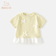 班喜迪女童短袖t恤夏季2026新款女寶寶洋氣公主薄款上衣兒童夏裝小童裝 淺黃 100