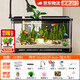寵小島魚缸水族桌面客廳生態(tài)塑料造景家用中小魚缸金魚缸 京倉發(fā)貨 · 黑色55款【奢華造景款套餐】 帶水培吊籃