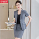 伊婭莎短袖小西裝外套女夏薄款氣質(zhì)面試正裝職業(yè)西服套裝白領(lǐng)工裝工作服 灰色西裝單件 XL 推薦110-120斤