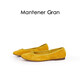 MANTENER GRAN黃色單鞋女真皮蝴蝶結淺口平底鞋一腳蹬皮鞋 MG女鞋 檸檬黃 36
