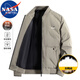 NASA MARVEL羽絨服男士外套上衣服秋冬純色簡約透氣輕便防寒保暖 卡其色 3XL