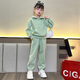 乖妮貓（GUAINIMAO）童裝女童套裝春秋裝2025新款女孩兒童網(wǎng)紅中大童秋運動(dòng)拼接兩件套 果綠 160 cm