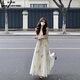 清池影（QINGCHIYING）新中式森系復古水墨吊帶連衣裙女夏季新款拼接收腰大裙擺A字長(cháng)裙 水墨畫(huà)吊帶連衣裙【高品質(zhì)】 M 【建議90-105斤穿】