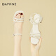 達(dá)芙妮（DAPHNE）法式氣質(zhì)粗跟涼鞋女夏季通勤露趾時(shí)裝高跟鞋女士羅馬鞋 米色  38 