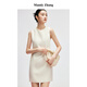 Mandy Zhang白色醋酸釘珠亮片無(wú)袖禮服連衣裙女夏季氣質(zhì)高級裙子新 白玫瑰 L