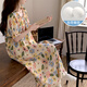 JIOESC睡裙帶胸墊女士春夏款短袖花朵2025新款甜美可愛(ài)可外穿家居服睡衣 彩色花朵裙【帶胸墊】 XL 【120-140斤】